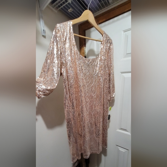 My Michelle Juniors Rose Gold Sequins Dress (read description) * - Picture 4 of 12